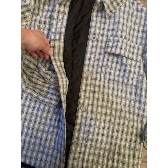 PacSun XS/S Quilted Lined Plaid Shacket Black Gray White Check Button Down Shirt - Picture 6 of 11